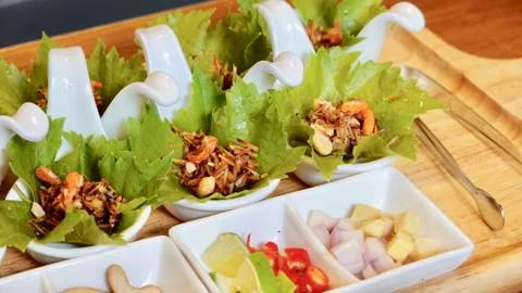 Grape Leaf Wrap ( Thai Food ) Stock Photos