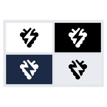Grape Lightning Logo Icon Vector Set Stock-Illustration