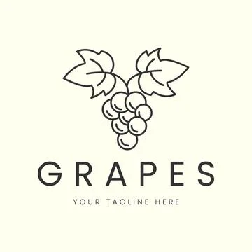Grape line art logo vector template illustration design. organic farm logo co Stock Illustration