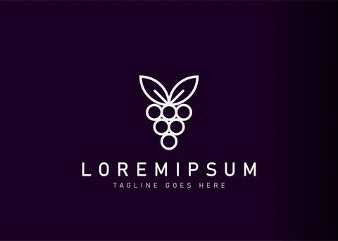 Grape logo design. Icon vector illustration of minimalist vineyards. Modern l 스톡 일러스트