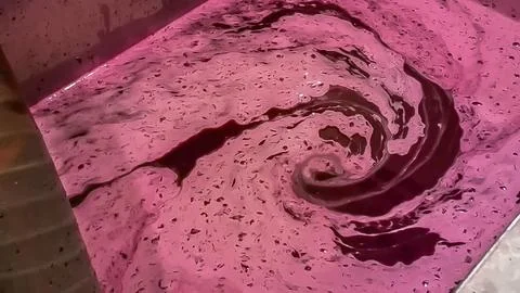 Grape must fermenting during winemaking process in winery Stock Photos