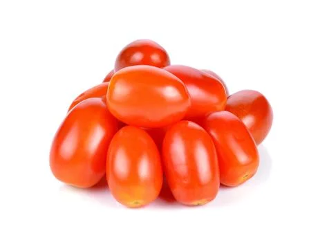 Grape or cherry tomatoes isolated on white background. Stock Photos