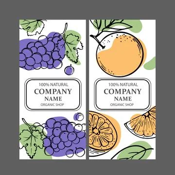 GRAPE ORANGE LABELS Design Sketch Vector Illustration Set Illustrazione stock