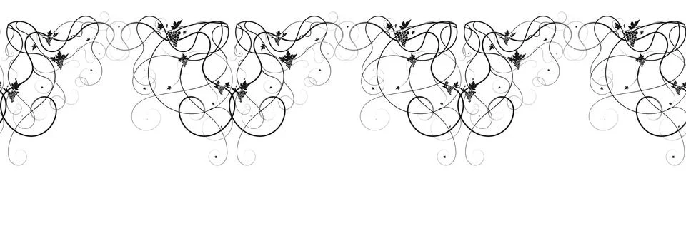 Grape pattern contour ornament on a white background Illustrazione stock