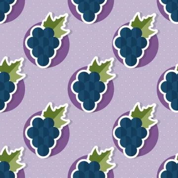 Grape pattern. seamless texture with ripe grape Illustrazione stock