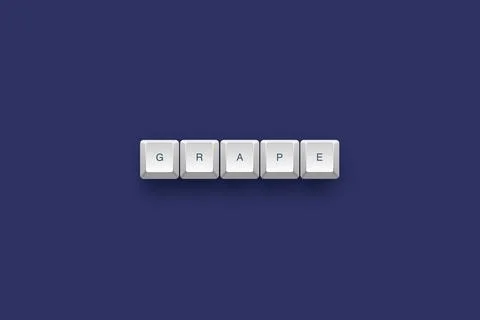 Grape text on a 3d keyboard button with shadow concept series 스톡 일러스트