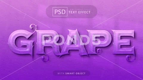 Grape text effect editable PSD Template