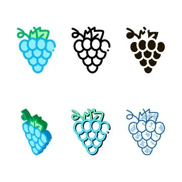 Grape variants wine berry icon vector outline Stock Illustration