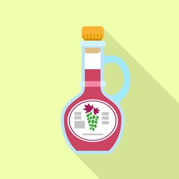 Grape vinegar bottle icon, flat style Illustrazione stock