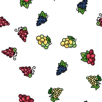 Grape wine bunch fruit green vector seamless pattern Illustrazione stock