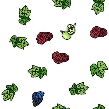 Grape wine bunch fruit green vector seamless pattern Stock Illustration