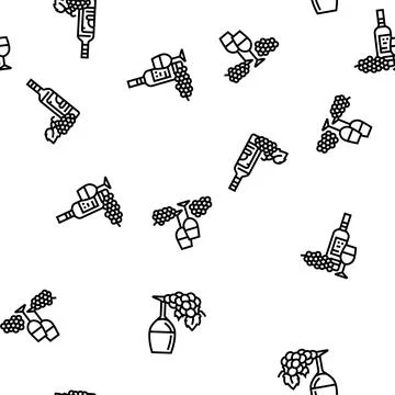 Grape wine bunch fruit green vector seamless pattern Illustrazione stock