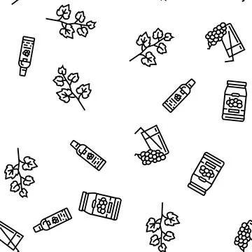 Grape wine bunch fruit green vector seamless pattern Illustrazione stock