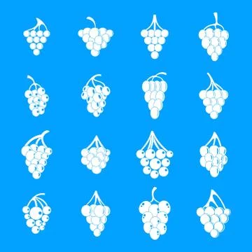 Grape wine bunch icons set, simple style Stock Illustration