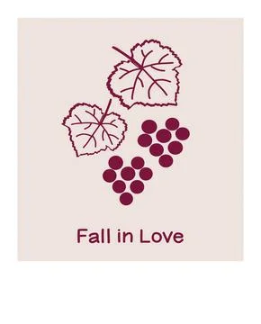 Grape wine card featuring leaves and clusters with a romantic theme Stock Illustration