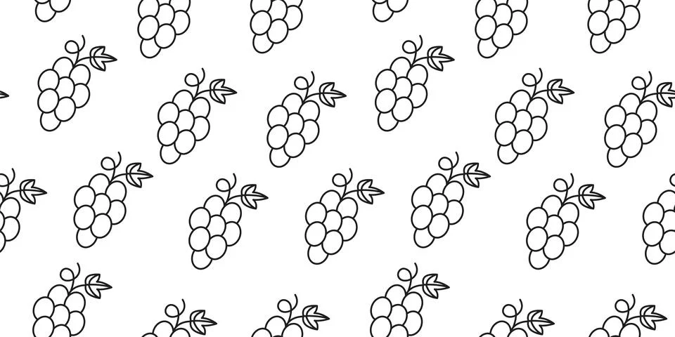 Grape wine drinks, tasty pattern. Black line simple isolated elements. Health Illustrazione stock