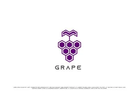 Grape wine fruit abstract shape logo design illustration. Illustrazione stock