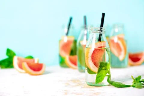 Grapefruit and basil drink Stock Photos