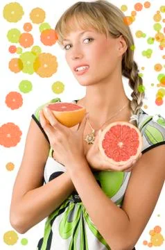 Grapefruit and braid Stock Photos