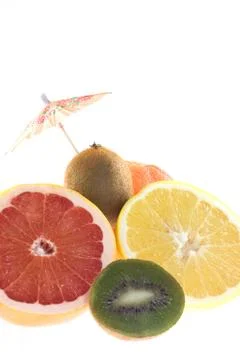 Grapefruit and kiwi Stock Photos