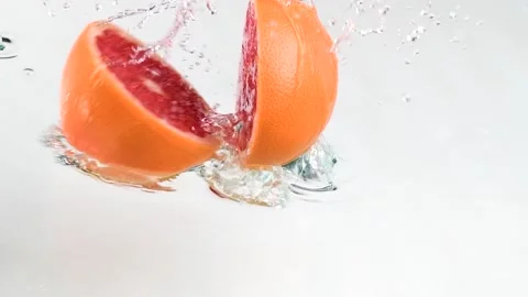 Grapefruit and Water Splash Video stock 134213532