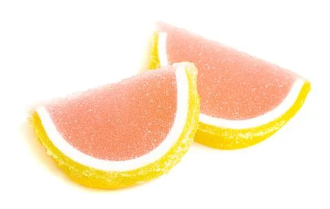 Grapefruit Candy Fruit Slice Isolated on a White Background Stock Photos