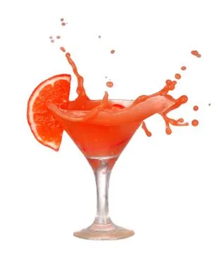 Grapefruit cocktail with splashes. Vector illustration Stock Photos