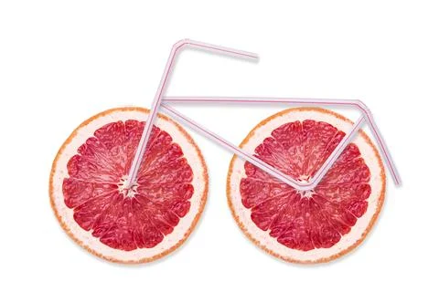 Grapefruit concept bicycle Stock Photos