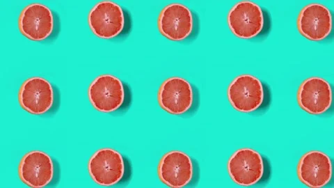 Grapefruit dancing top view. green retro background. Stop motion animation. Stock Footage 135416781