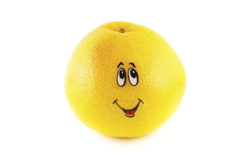 Grapefruit face isolated on white Stock Photos