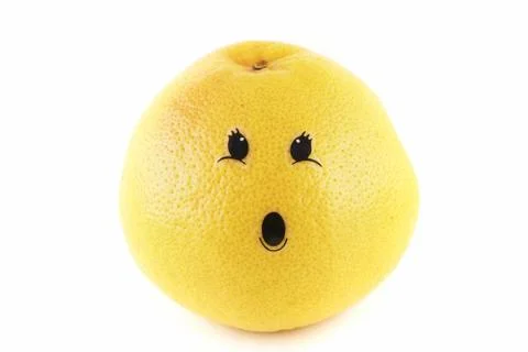 Grapefruit face isolated on white Stock Photos