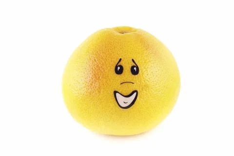 Grapefruit face isolated on white Stock Photos