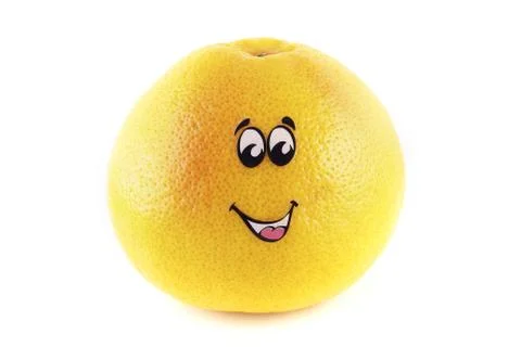Grapefruit face isolated on white Stock Photos