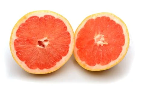 Grapefruit half cut isolated on white background Stock Photos