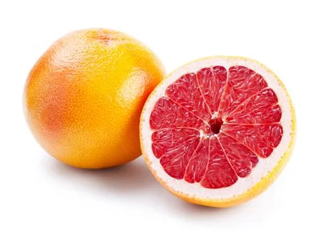 Grapefruit with half isolated on white Stock Photos