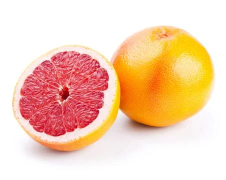 Grapefruit with half isolated on white Stock Photos