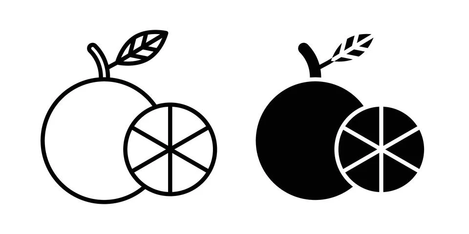 Grapefruit icon vector template set in black Stock Illustration