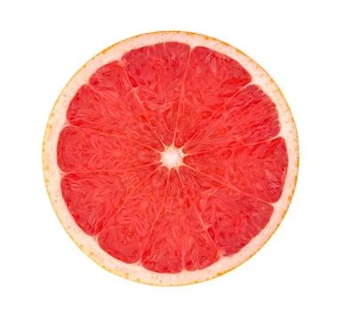 Grapefruit isolated on white background. Round slice of fresh fruit. With c.. Stock Photos
