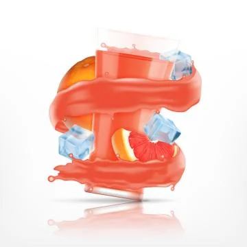 Grapefruit juice splash Stock Illustration