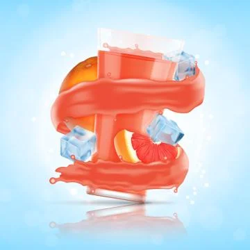 Grapefruit juice splash Stock Illustration