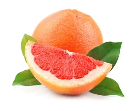 Grapefruit with leaves Stock Photos