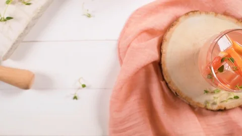 Grapefruit lemonade with thyme Stock Footage 118208789