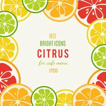 Grapefruit, lime, lemon and orange vector background Stock Illustration