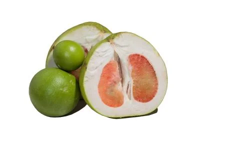 Grapefruit or pomelo fruit, clipping path on white isolated Stock Photos