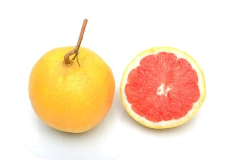 Grapefruit with reflection isolated on white background Foto stock