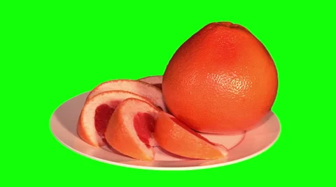 Grapefruit with segments on plate Stock Footage 48122472