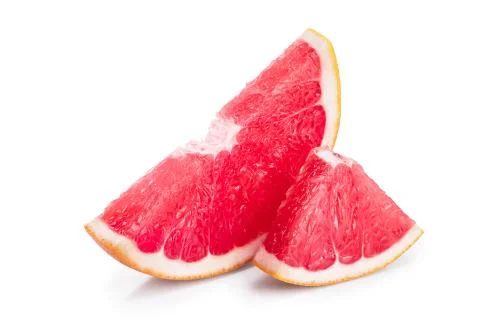 Grapefruit slice isolated on white background closeup Stock Photos