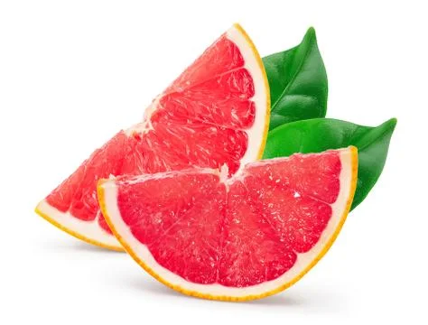 Grapefruit slice isolated on white background. With clipping path and full depth Stock Photos