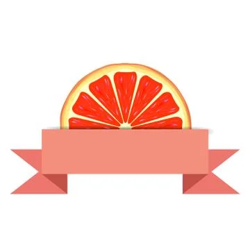 Grapefruit slice with paper banner Stock Illustration