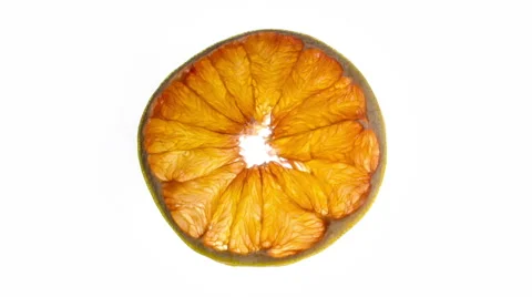 Grapefruit slice  - time lapse drying out over a white back ground Stock Footage 65225105